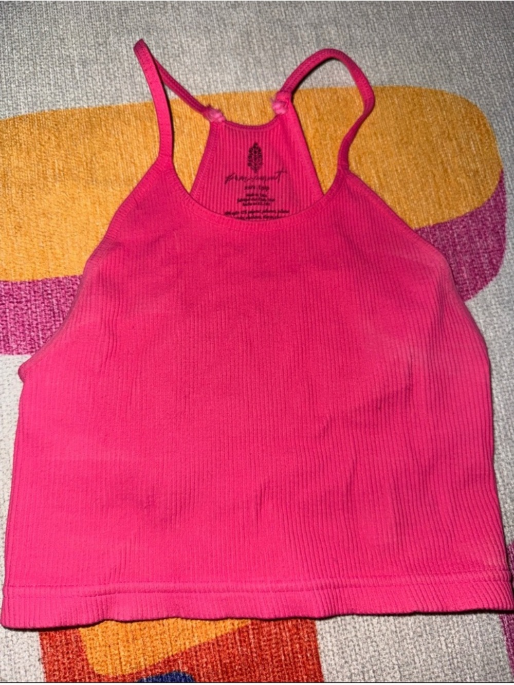 Ribbed Halter Cami in Vibrant Pink